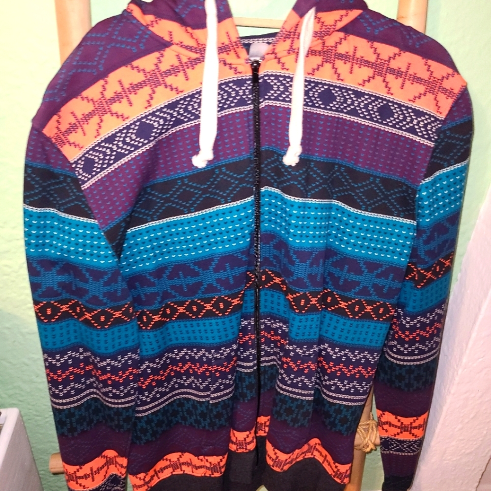 Longlseeve mens graphic zip up hoodie